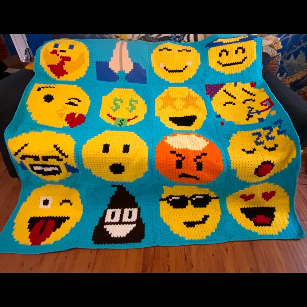 Handmade Emoji Afghan